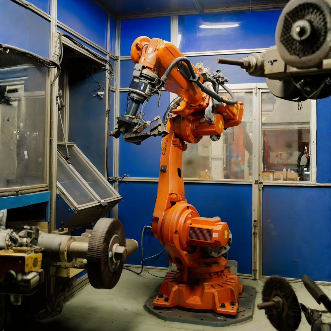 Robotic arm testing equipment in Saera's engineering facility