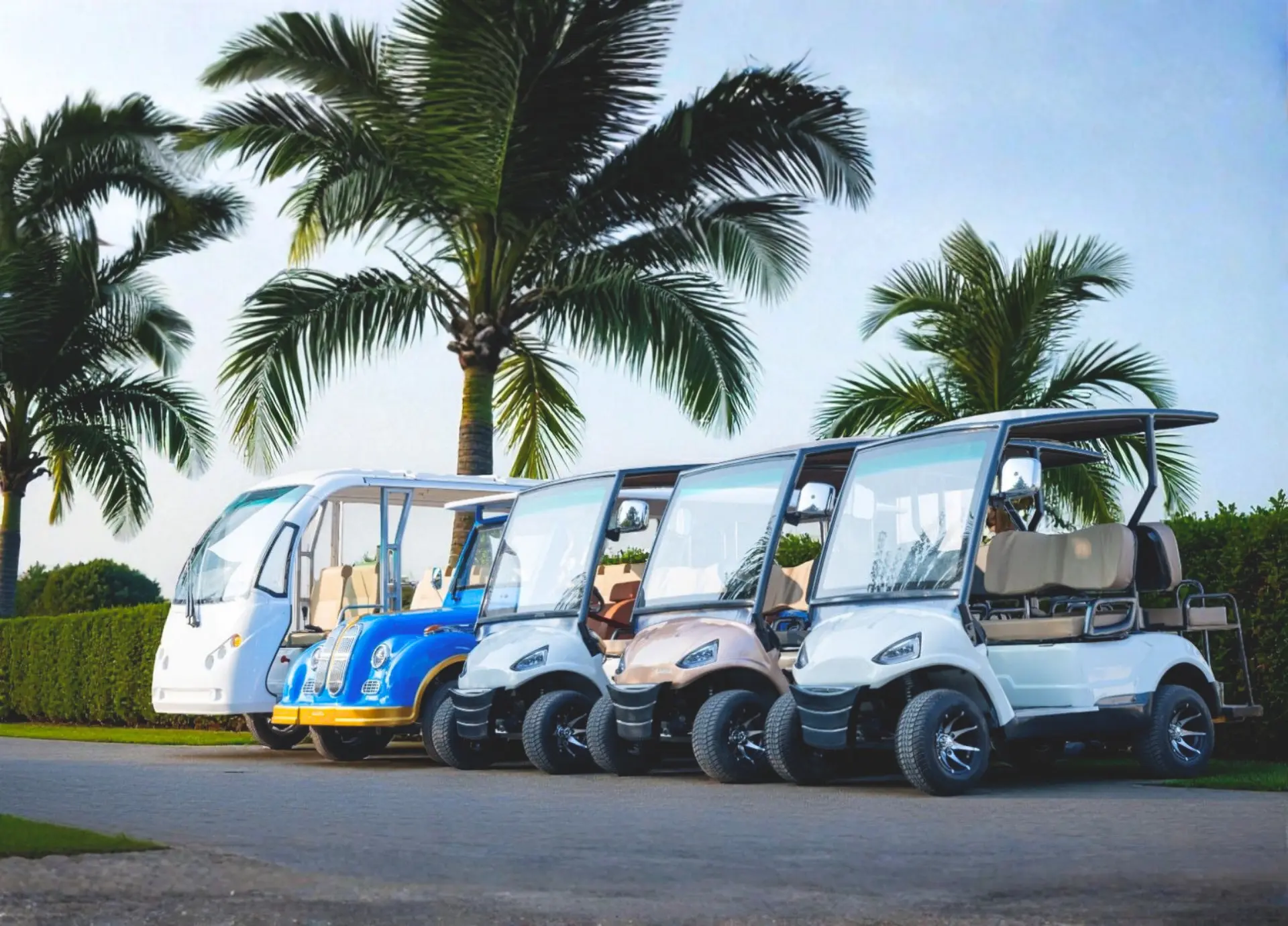 Saera Golf Cart on a tropical resort road