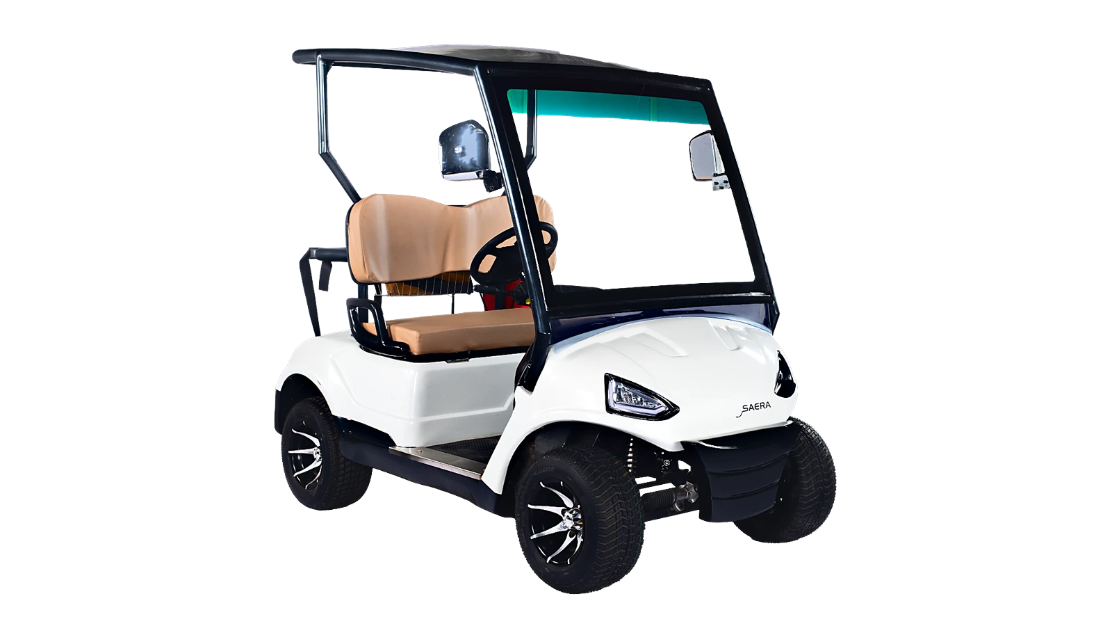 Saera G-100 two-seater electric golf cart in white
